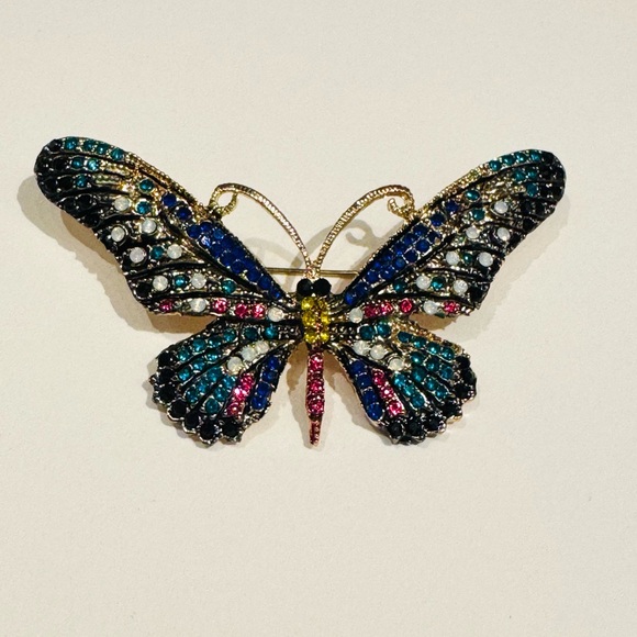 Butterfly Multicolored Brooch - Picture 3 of 5